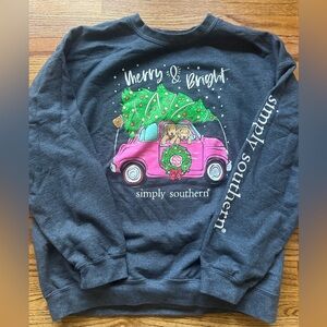 Simply Southern Merry & Bright crew neck Christmas sweatshirt.